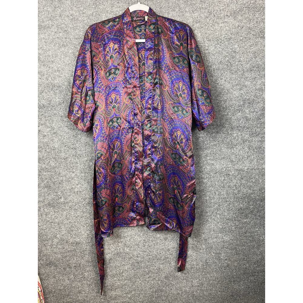 1990s Y2K Frederick's of Hollywood Silk Kimono Style Robe, Hong Kong, Size M